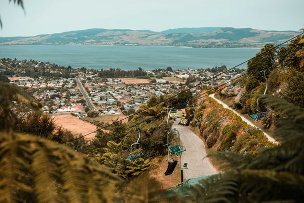 Views or Lake Rotorua, New Zealand from the top of Skyline Rotorua. | Rotorua in New Zealand