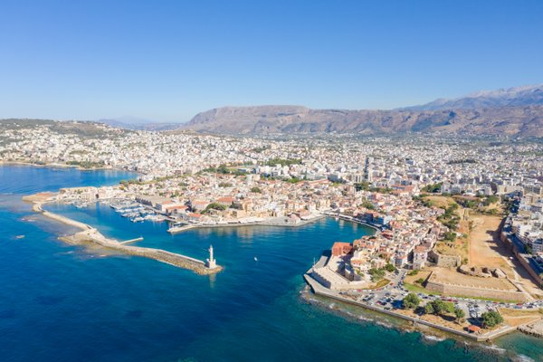 Aerial view of the Old Venetian Harbour in Chania, Greece | Chania in Greece