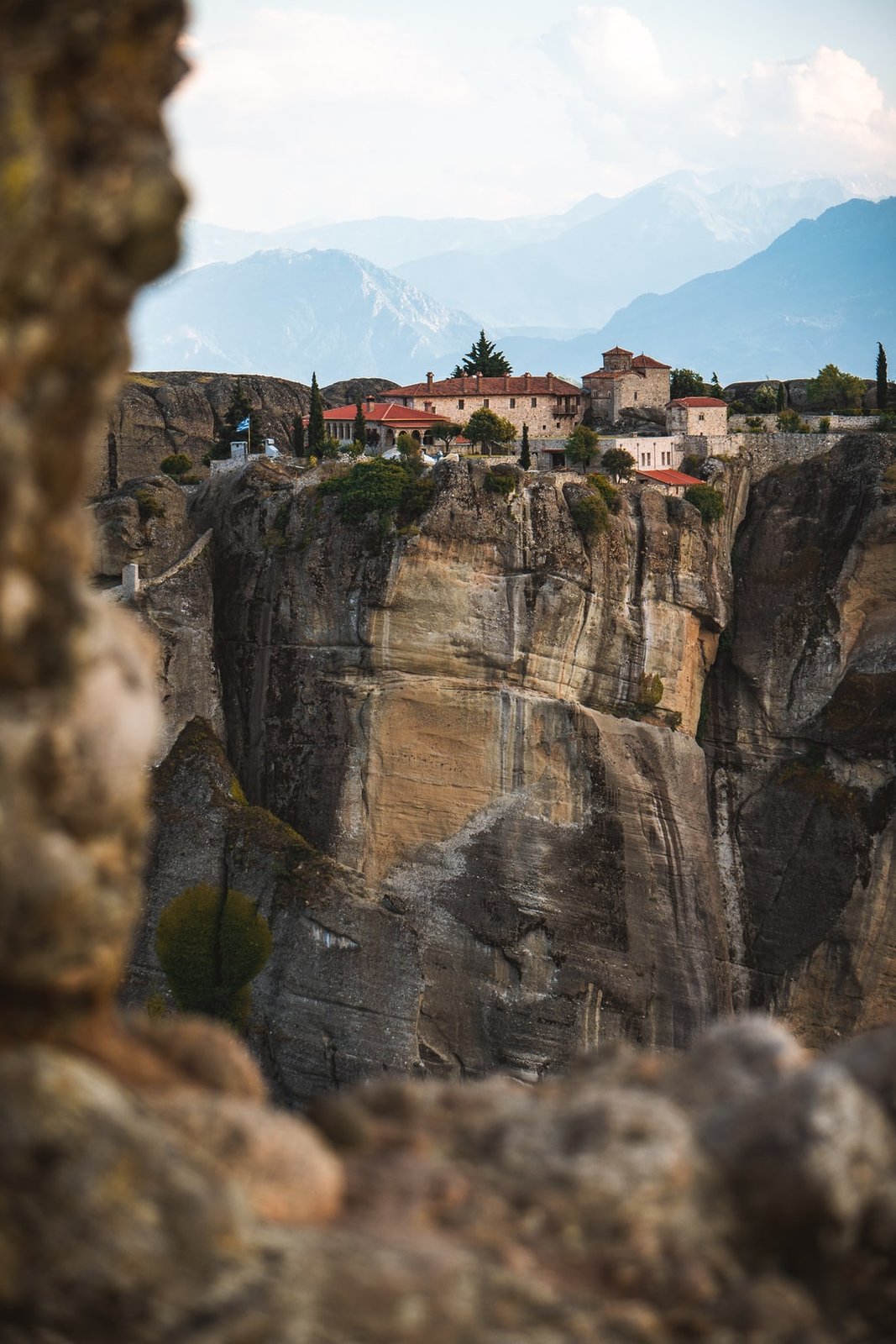 A monastery in Meteora sitting atop a rocky peak.
 | Meteora in Greece