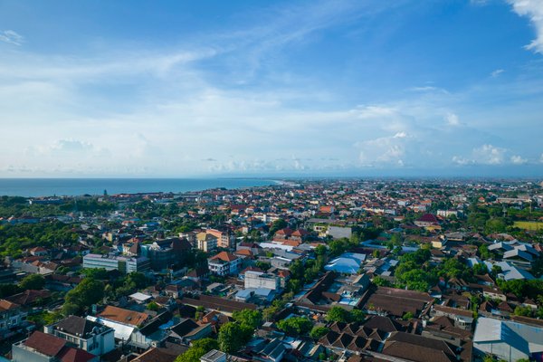 Aerial View of Distant Kuta Beach | Kuta in Indonesia