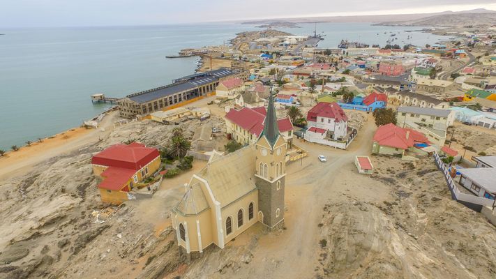 Felsenkirche, a Lutheran church built in 1912 in Lüderitz. | Lüderitz in Namibia